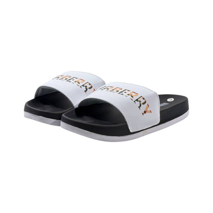 Burberry Check Logo Slides – White Edition 🤍✨