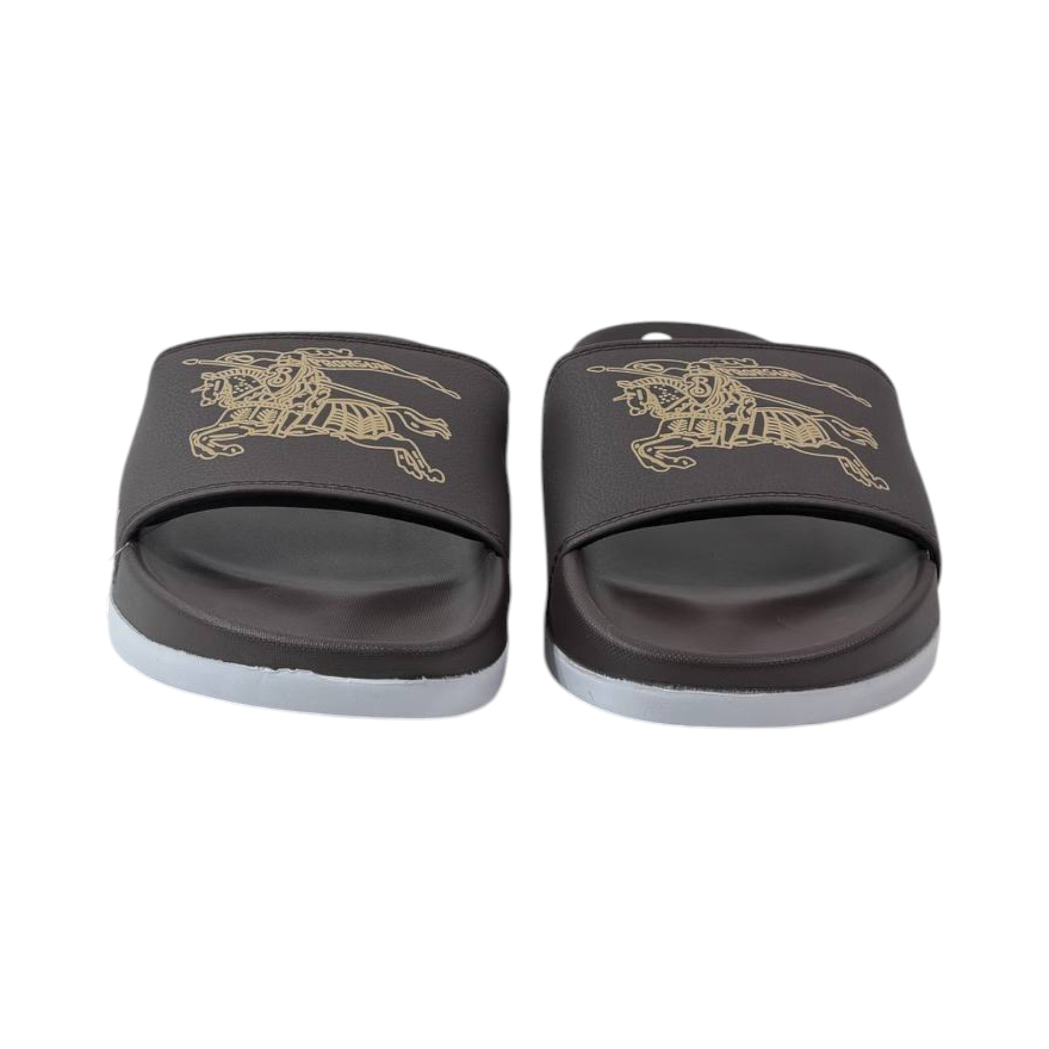 🩴 Burberry Equestrian Knight Slides – Dark Brown Luxury Edition 🤎✨