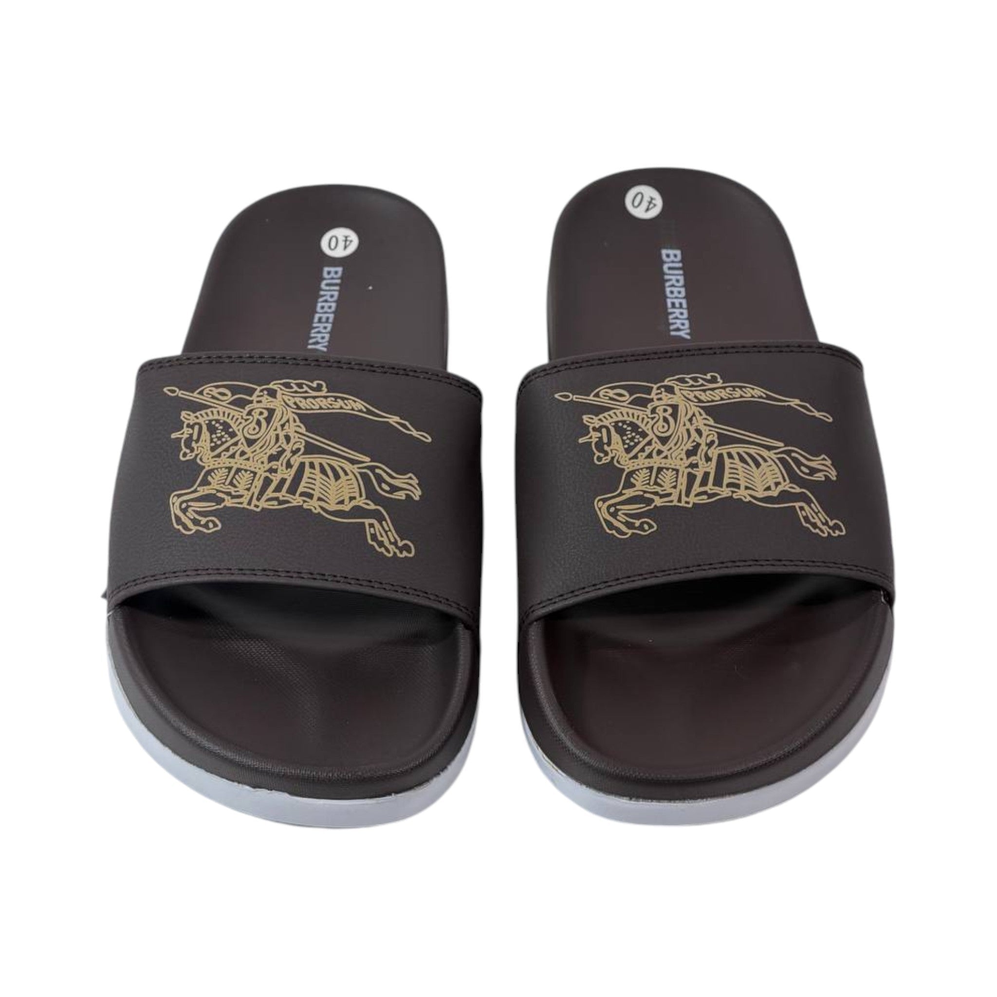 🩴 Burberry Equestrian Knight Slides – Dark Brown Luxury Edition 🤎✨