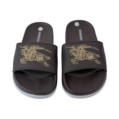 🩴 Burberry Equestrian Knight Slides – Dark Brown Luxury Edition 🤎✨
