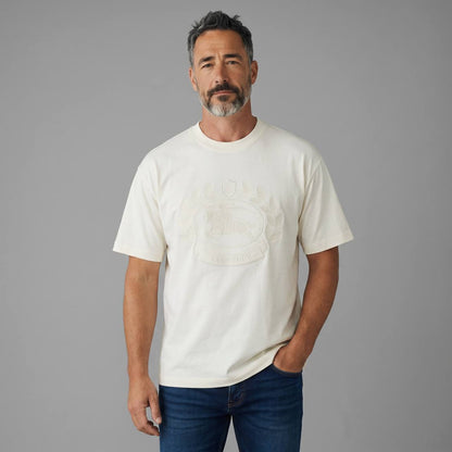 Burberry Heritage Crest Embossed T-Shirt – Ivory White 🤍✨