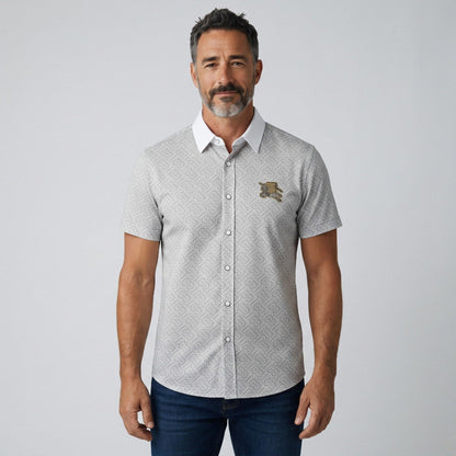 ✨ Burberry Monogram Signature Short Sleeve Shirt – Luxury Smart Casual Edition