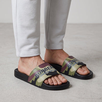 Burberry Pool Slides – Camo Logo 🟢🩴