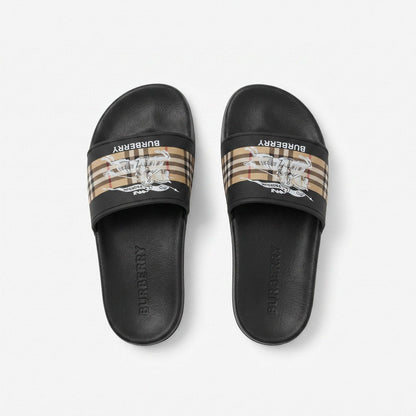 ✨ Burberry Vintage Check Logo Slide Sandals – Luxury Men's Casual Slides