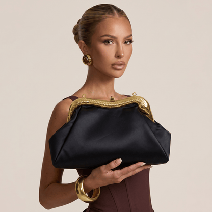 🖤 Bvlgari Serpenti Black Leather Clutch ✨🐍