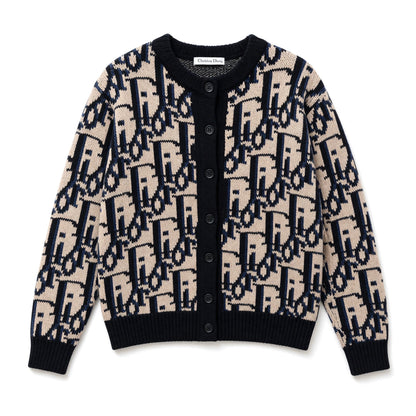 Christian Dior Monogram Cardigan — Beige & Navy