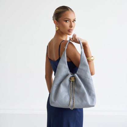 Chanel Quilted Hobo Bag — Blue