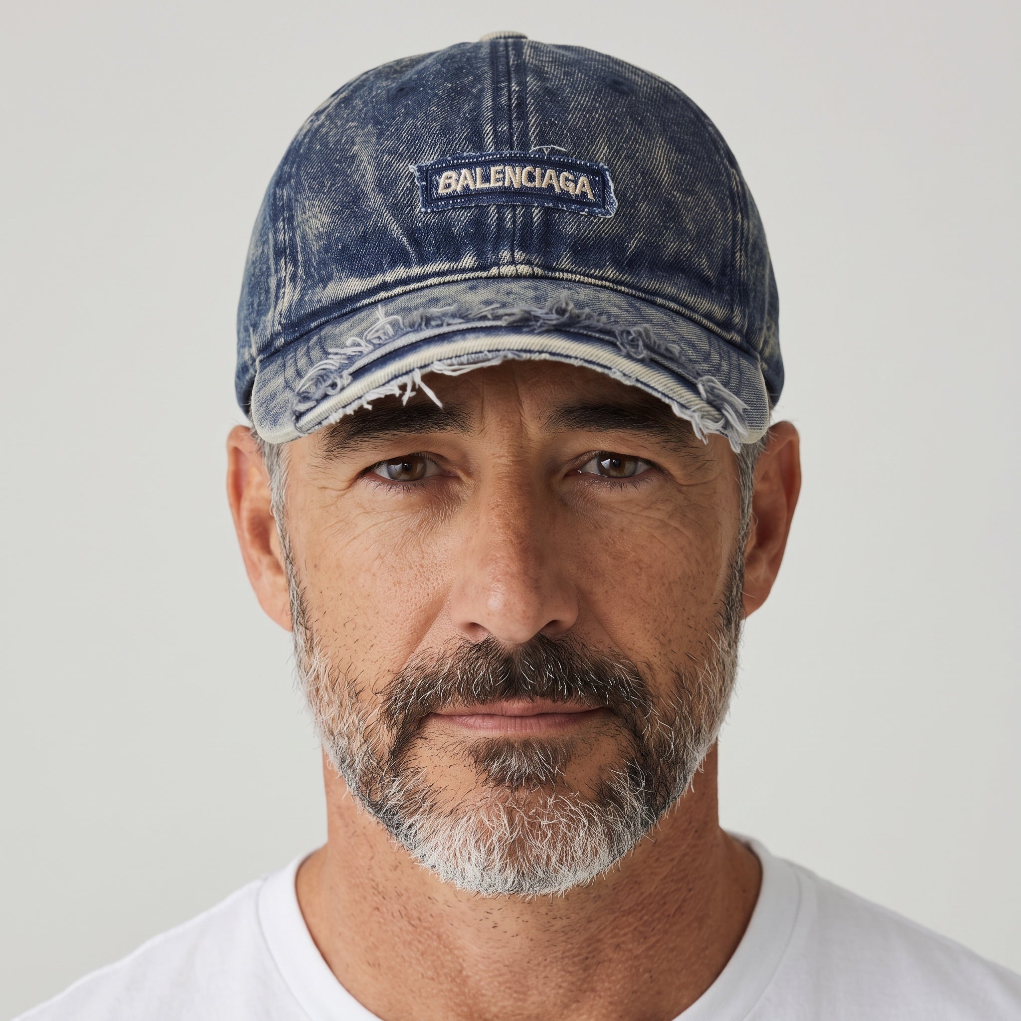 Balenciaga Distressed Denim Cap – Washed Navy Blue 🧢