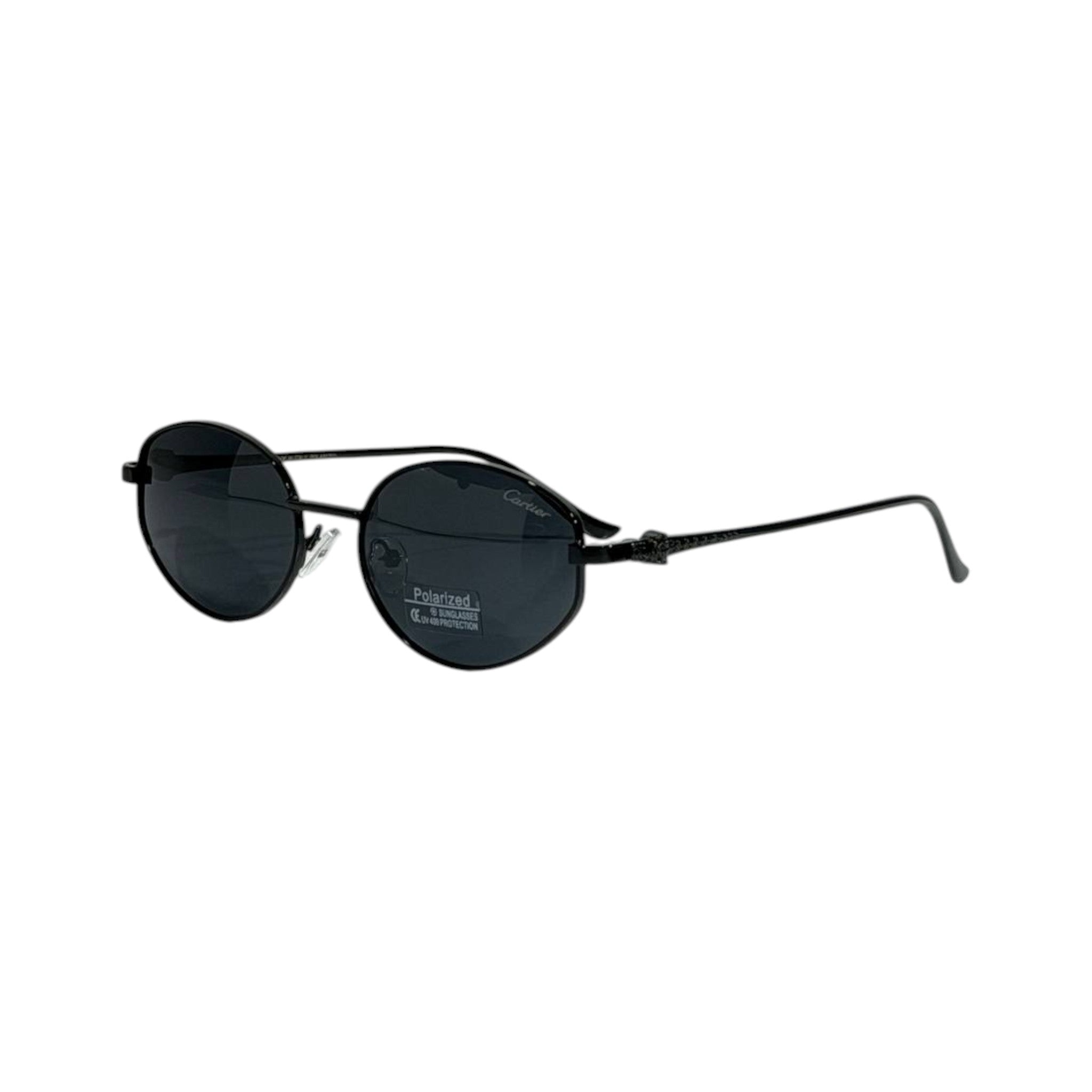Cartier Round Black Polarized Sunglasses 🕶️ | Slim Metal Luxury Eyewear