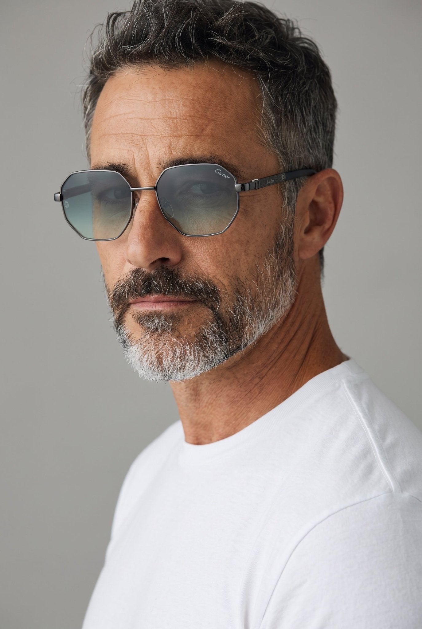 Cartier Sunglasses – Grey Octagonal Metal 🕶️