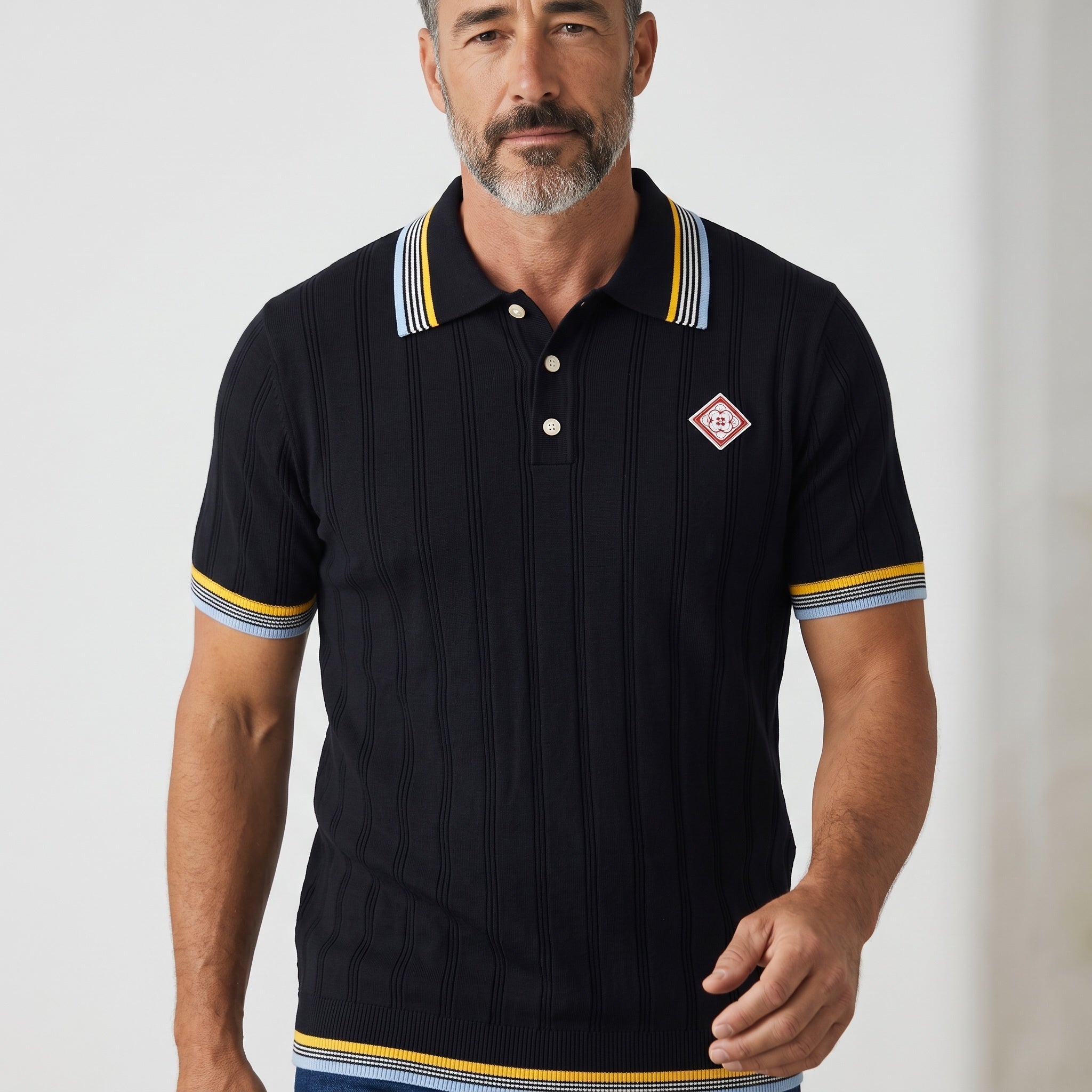 Casablanca Polo – Navy Ribbed Knit 👔✨