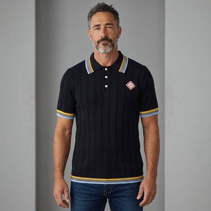 Casablanca Polo – Navy Ribbed Knit 👔✨