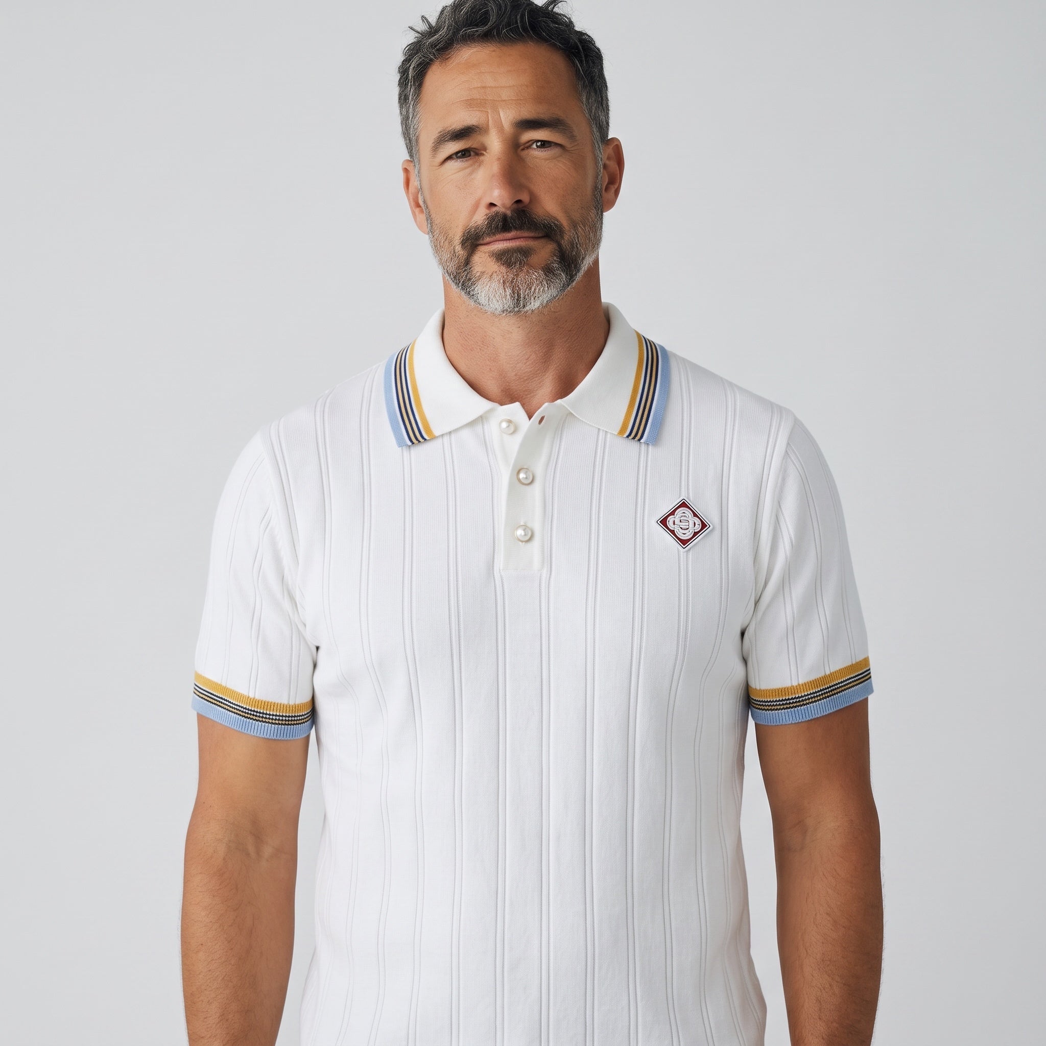 Casablanca Polo – White Ribbed Stripe Collar 👕