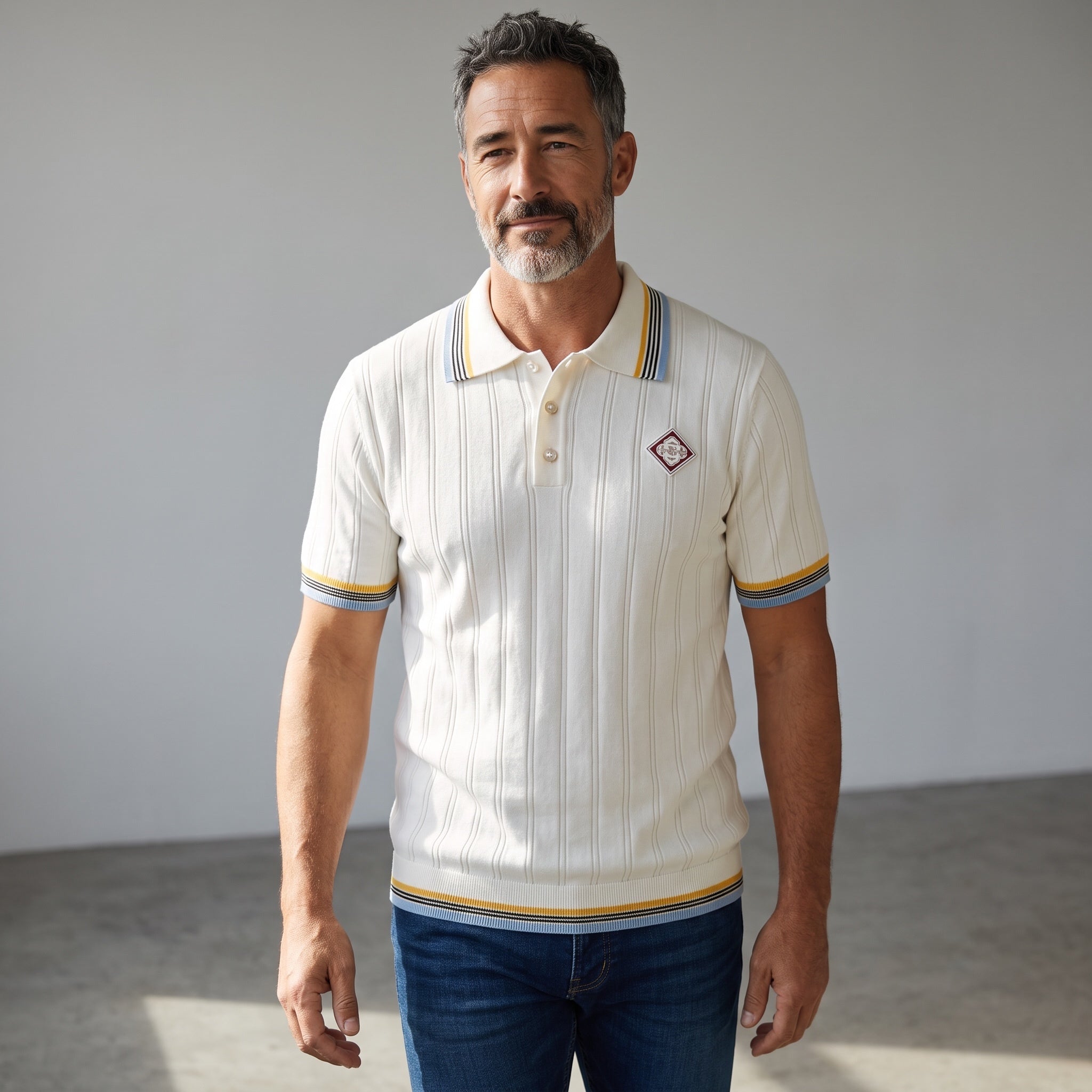 Casablanca Polo – White Ribbed Stripe Collar 👕