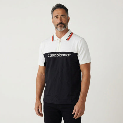 🖤 Casablanca Signature Contrast Zip Polo Shirt ⚪