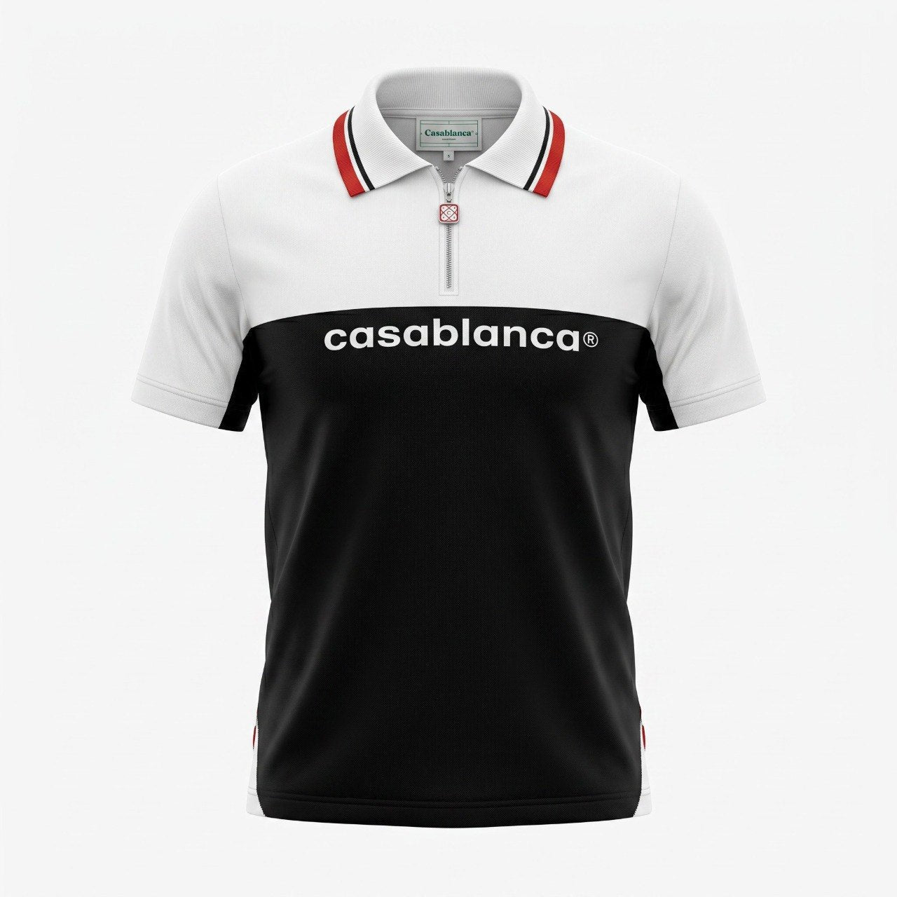 🖤 Casablanca Signature Contrast Zip Polo Shirt ⚪