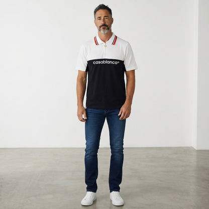 🖤 Casablanca Signature Contrast Zip Polo Shirt ⚪
