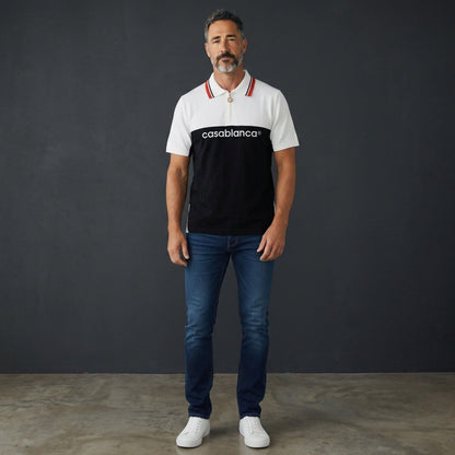 🖤 Casablanca Signature Contrast Zip Polo Shirt ⚪