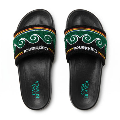 Casablanca Terry Cloth Logo Slides – Black & Green