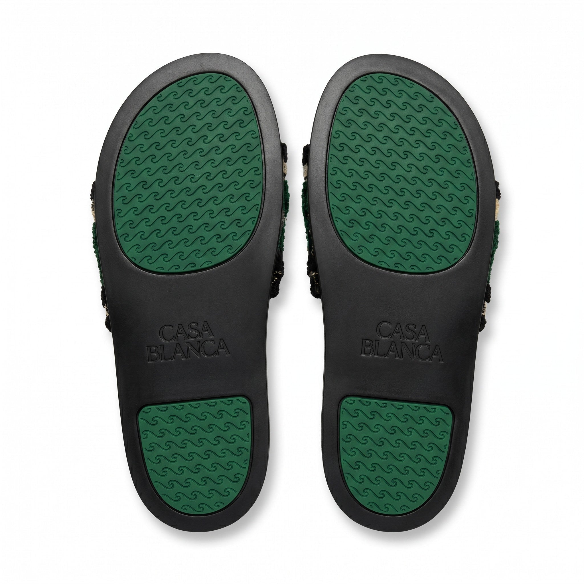 Casablanca Terry Cloth Logo Slides – Black & Green
