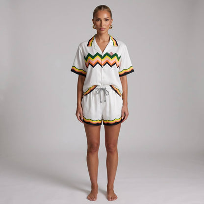 🌈 Casablanca Zigzag Summer Set – Signature Luxury Co-Ord Outfit 🩳👕🔥