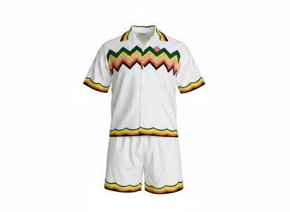 🌈 Casablanca Zigzag Summer Set – Signature Luxury Co-Ord Outfit 🩳👕🔥