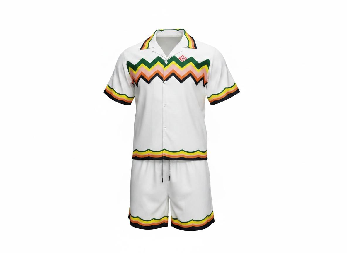 🌈 Casablanca Zigzag Summer Set – Signature Luxury Co-Ord Outfit 🩳👕🔥