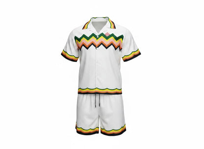 🌈 Casablanca Zigzag Summer Set – Signature Luxury Co-Ord Outfit 🩳👕🔥