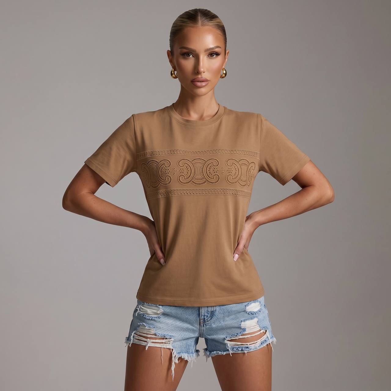 Celine Camel Triomphe Logo T-Shirt 🤎✨