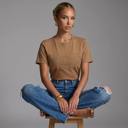 Celine Camel Triomphe Logo T-Shirt 🤎✨