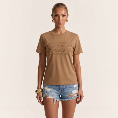 Celine Camel Triomphe Logo T-Shirt 🤎✨