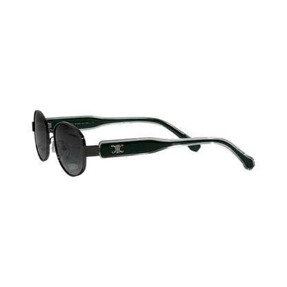 Celine Round Sunglasses 🕶️ | Black Frame with Green Arms