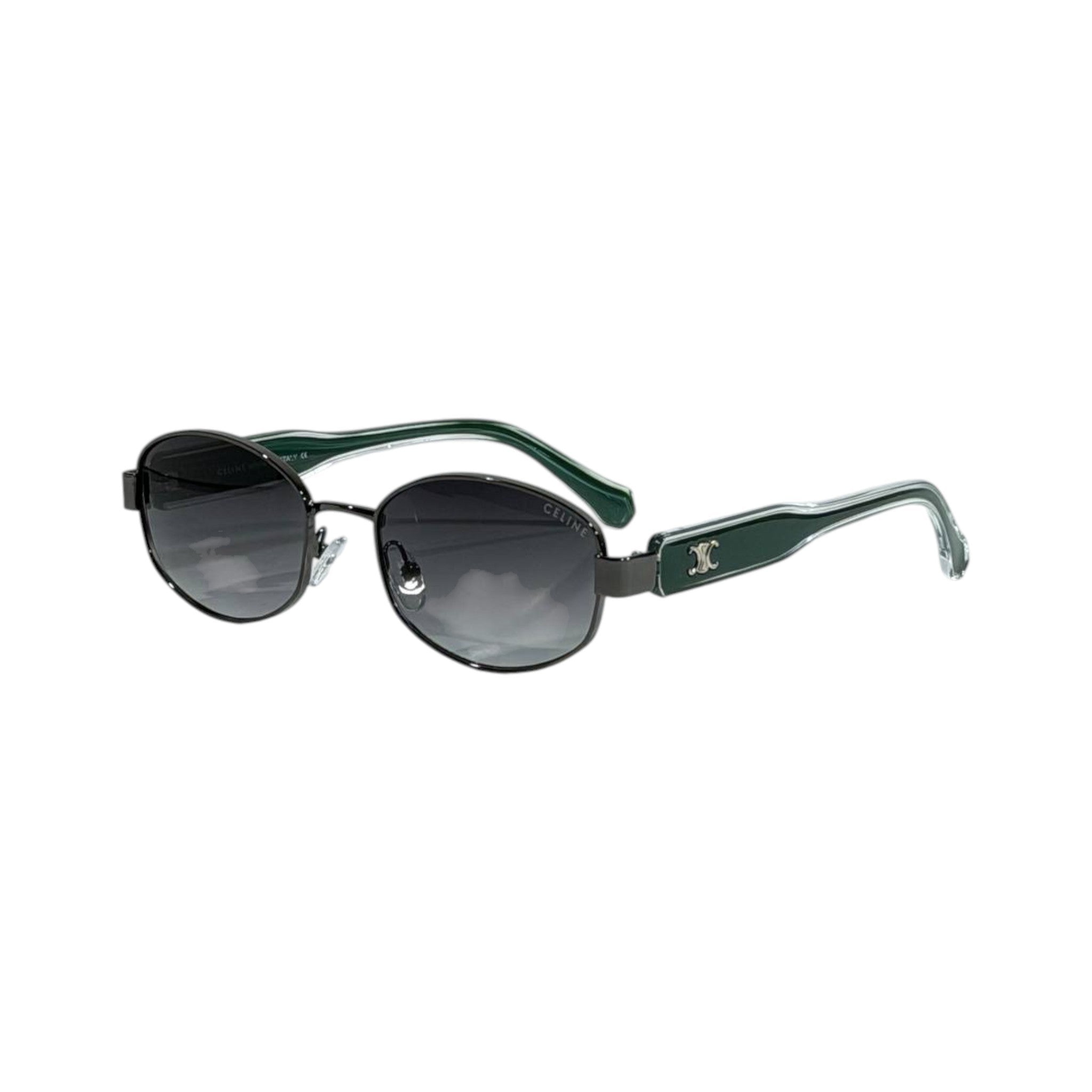 Celine Round Sunglasses 🕶️ | Black Frame with Green Arms