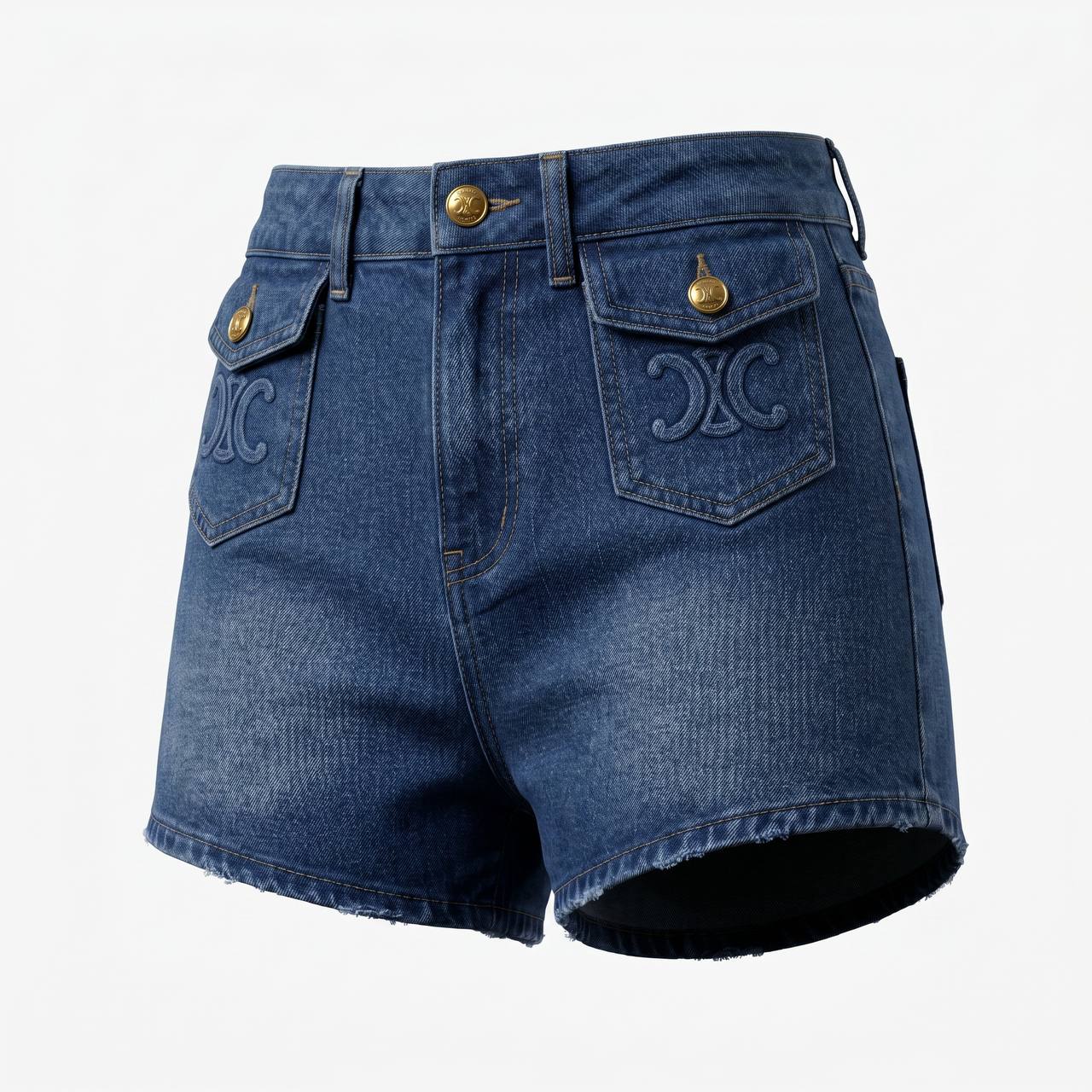 Celine Triomphe Denim Shorts 💙