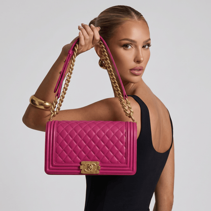 💖 Chanel Boy Quilted Flap Shoulder Bag – Hot Pink Edition