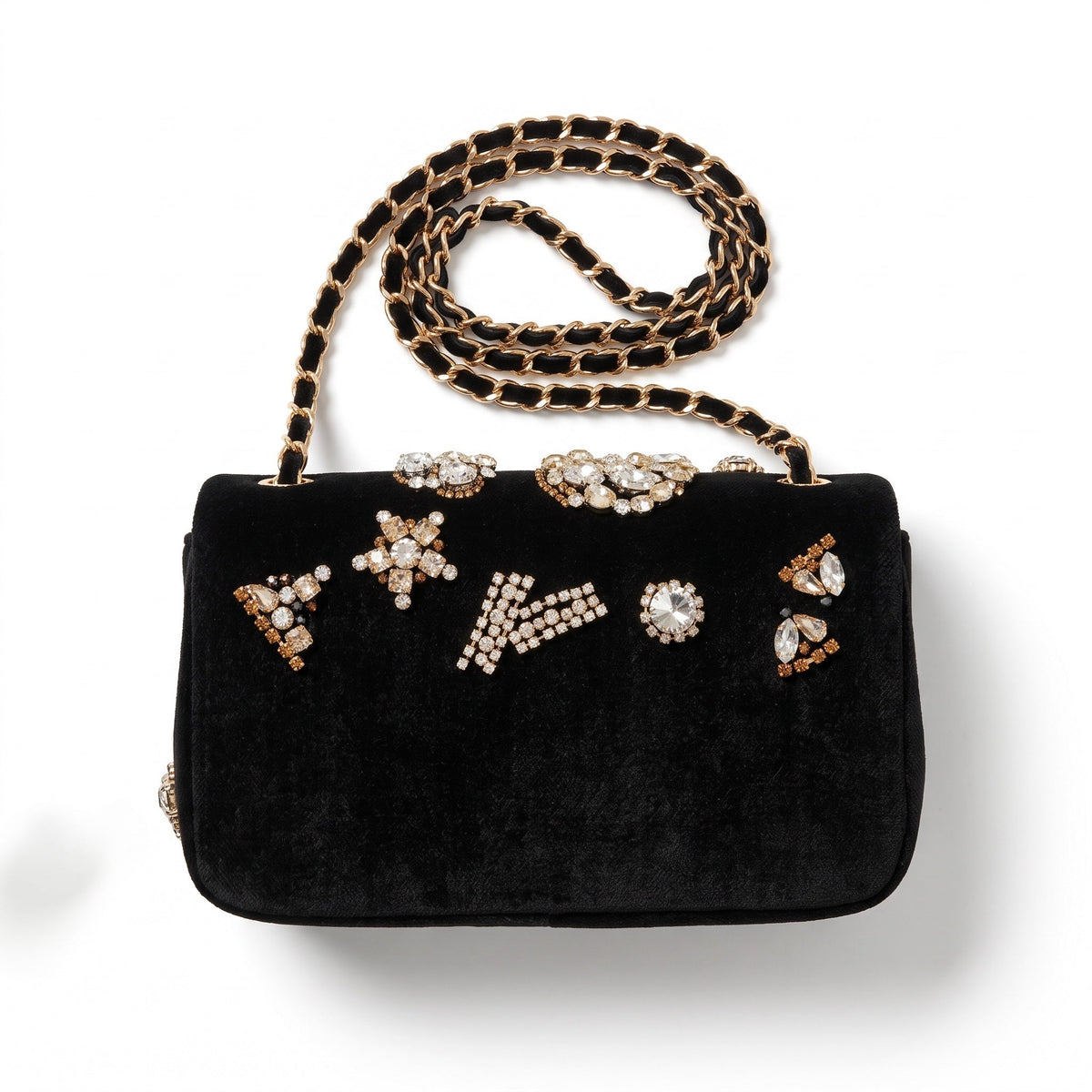 Chanel Flap Jeweled Bag — Black