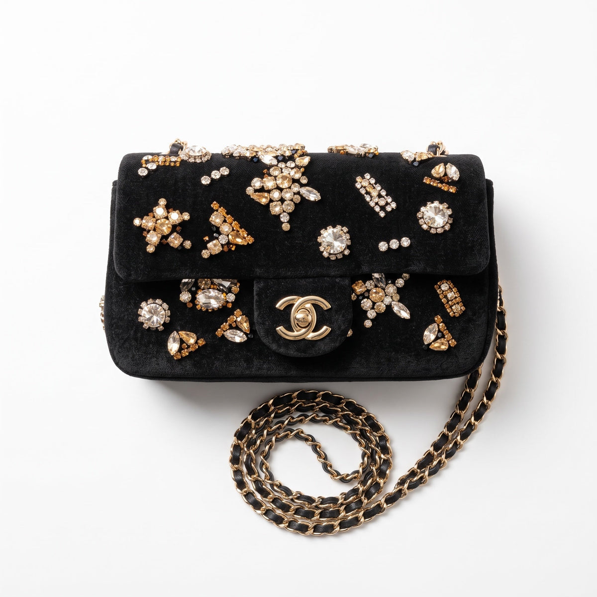 Chanel Flap Jeweled Bag — Black