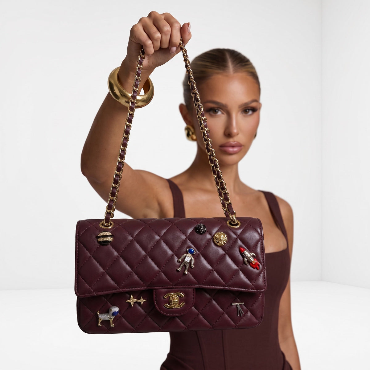 Chanel Flap Quilted Bag — Burgundy
