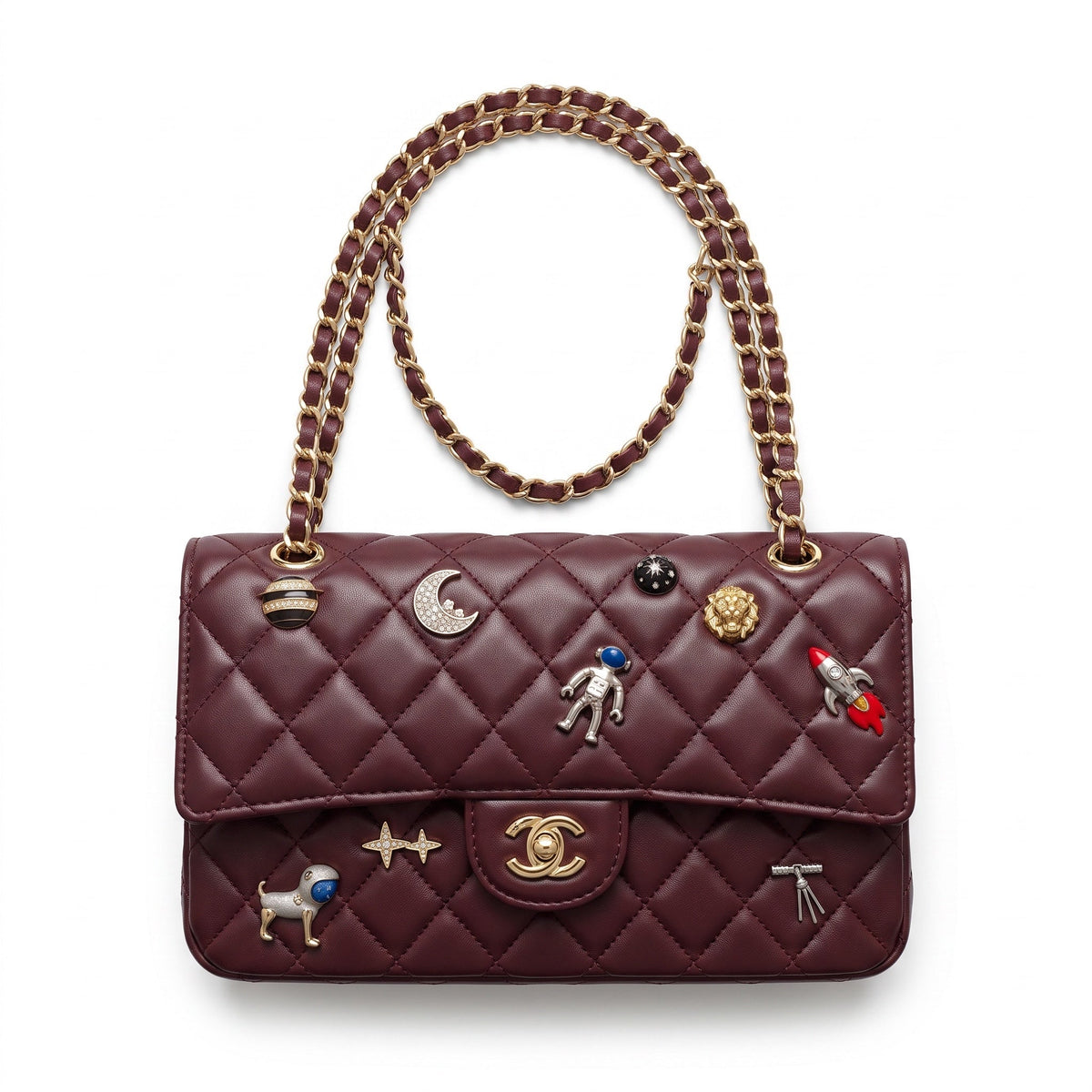 Chanel Flap Quilted Bag — Burgundy