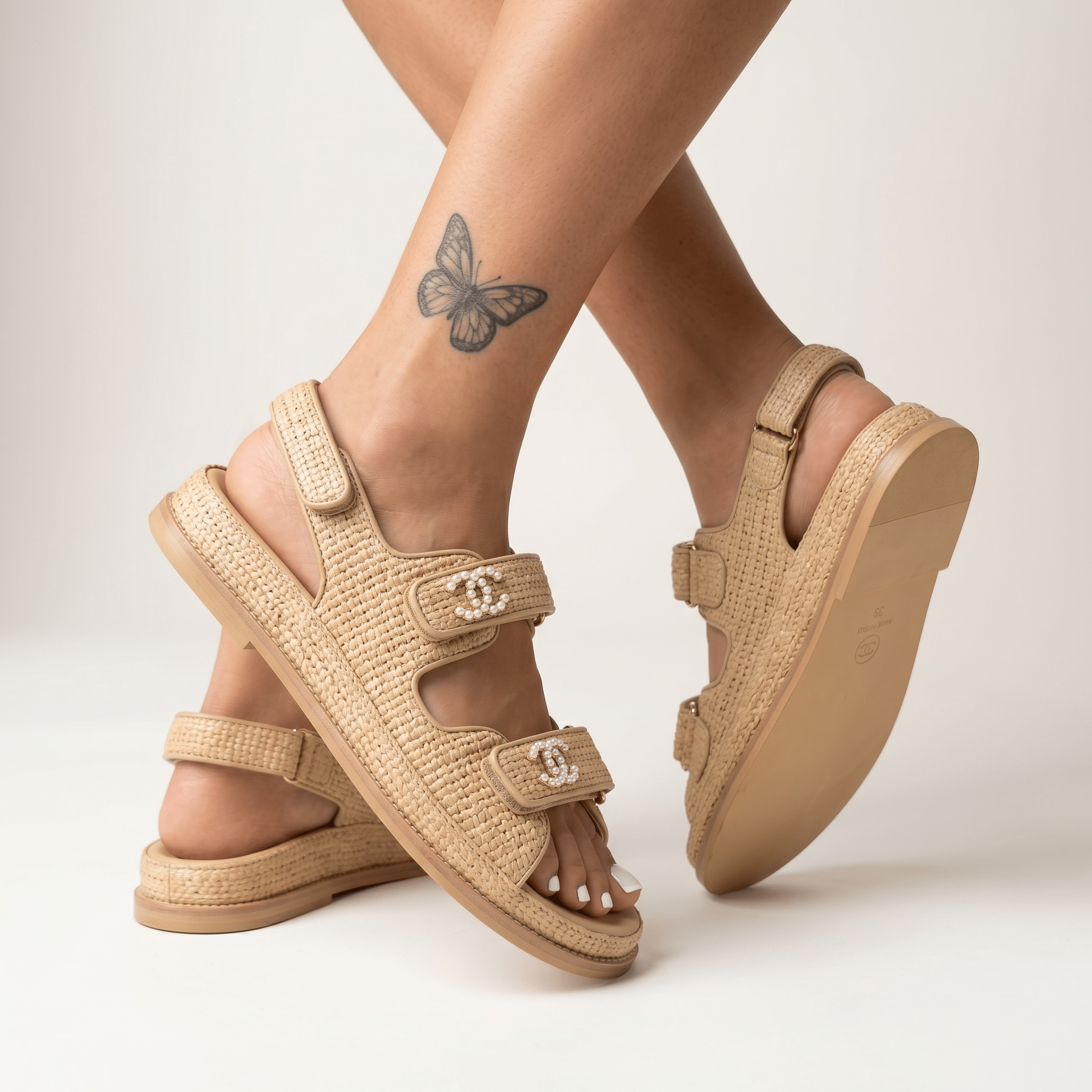 Chanel-Inspired Woven Comfort Sandals ✨🤍