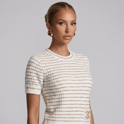🤍 Chanel Metallic Stripe Knit Top