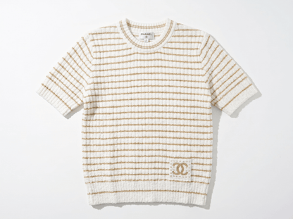 🤍 Chanel Metallic Stripe Knit Top