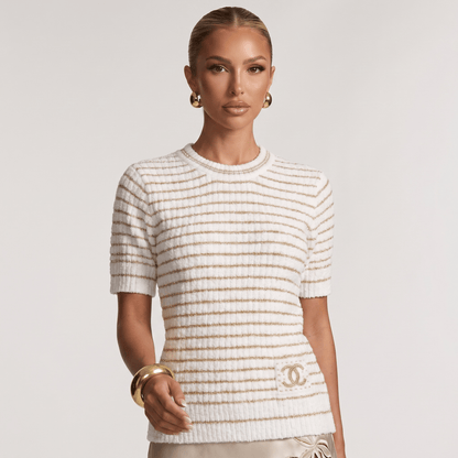 🤍 Chanel Metallic Stripe Knit Top