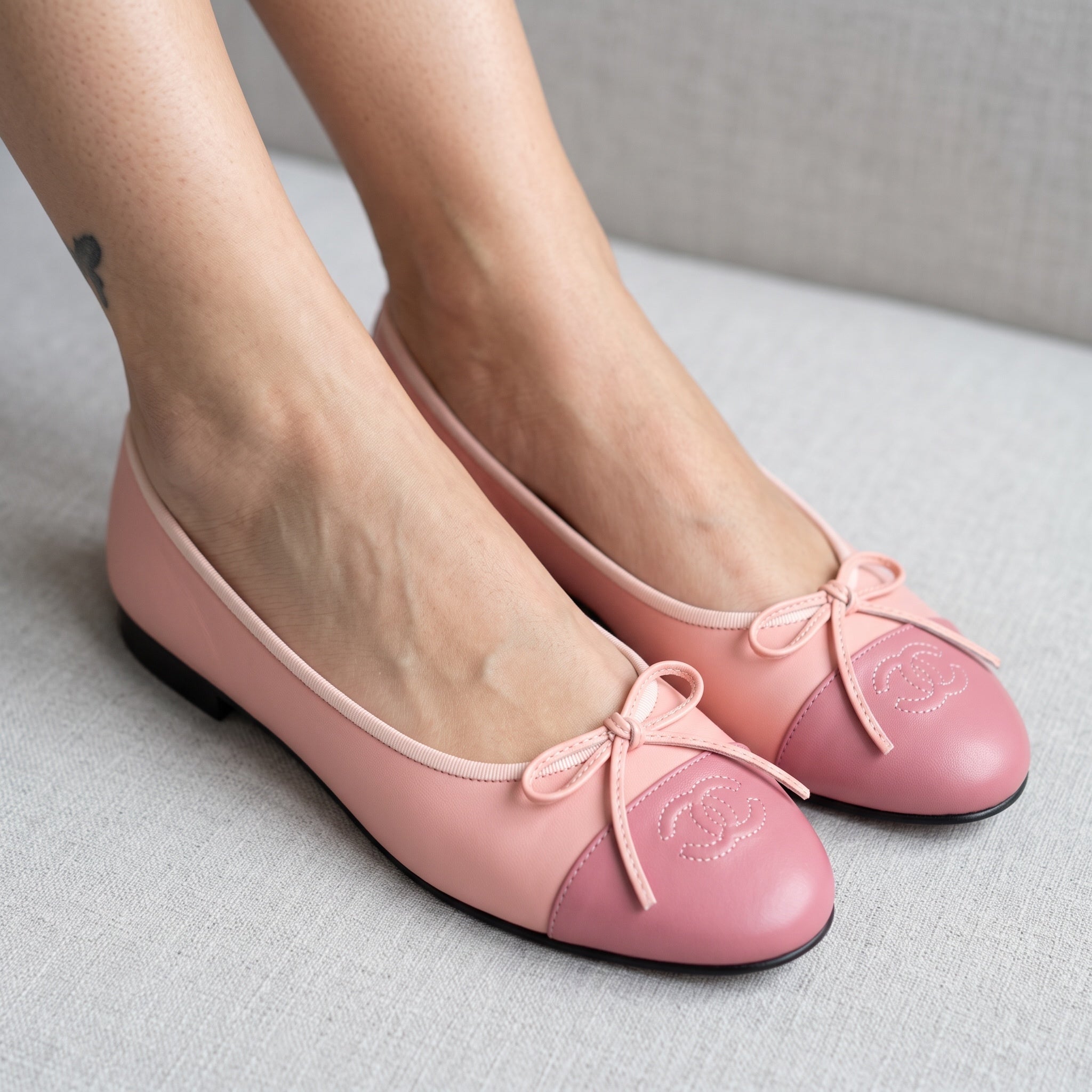 Chanel Quilted Cap-Toe Ballerina Flats – Pink 🎀