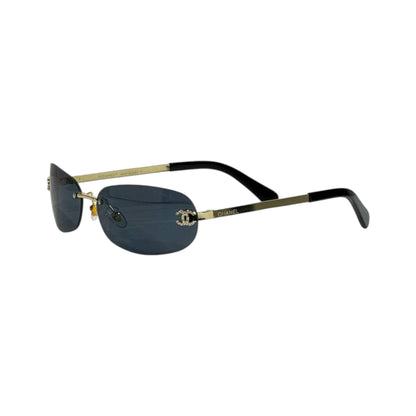 Chanel Rimless Rectangular Sunglasses 🕶️ | Gold Frame CC Logo Eyewear