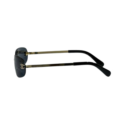 Chanel Rimless Rectangular Sunglasses 🕶️ | Gold Frame CC Logo Eyewear