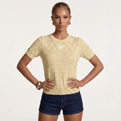 💛 Chanel Textured Knit Top – Butter Yellow
