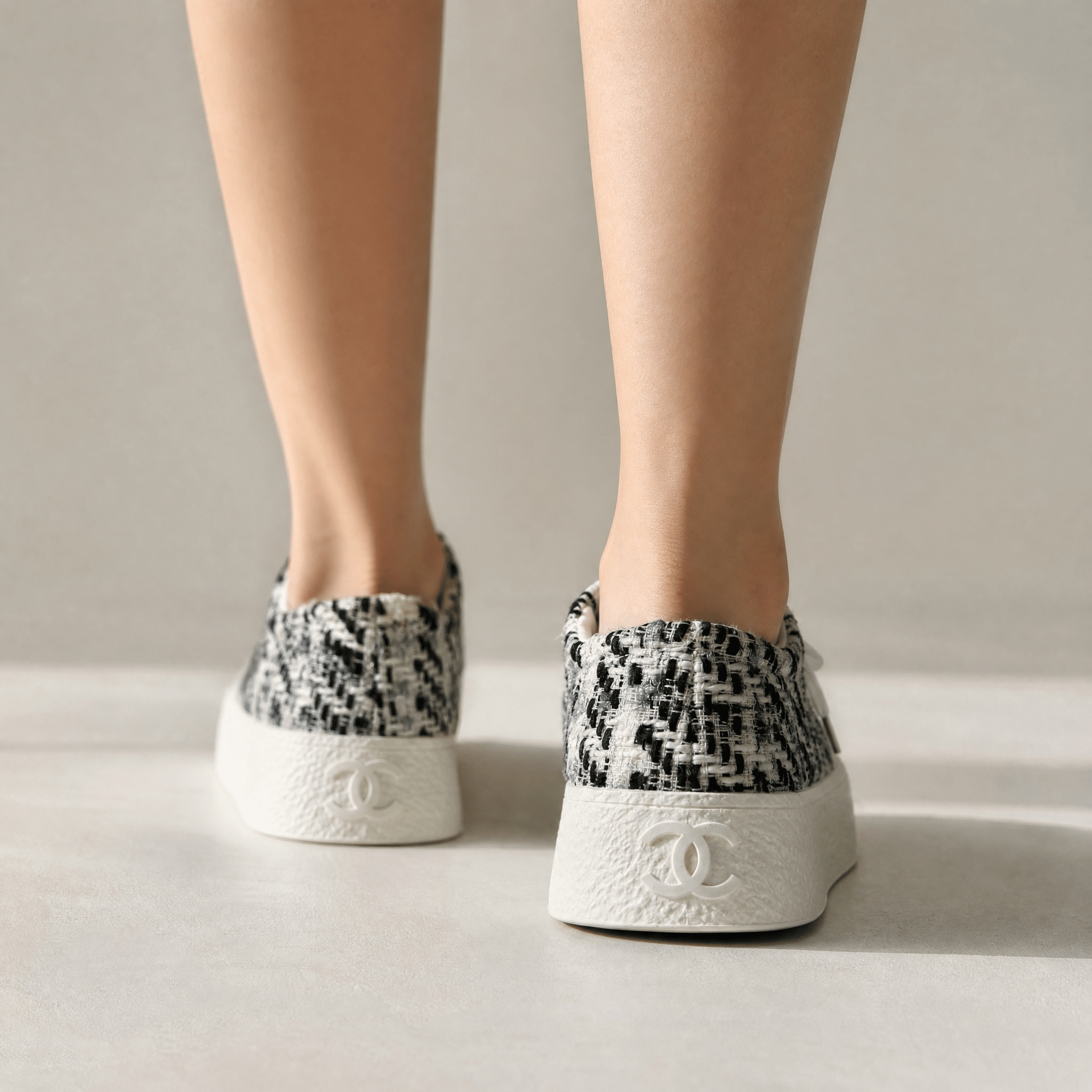 Chanel Tweed Platform Sneakers – Black & White Luxe Edition 🤍🖤