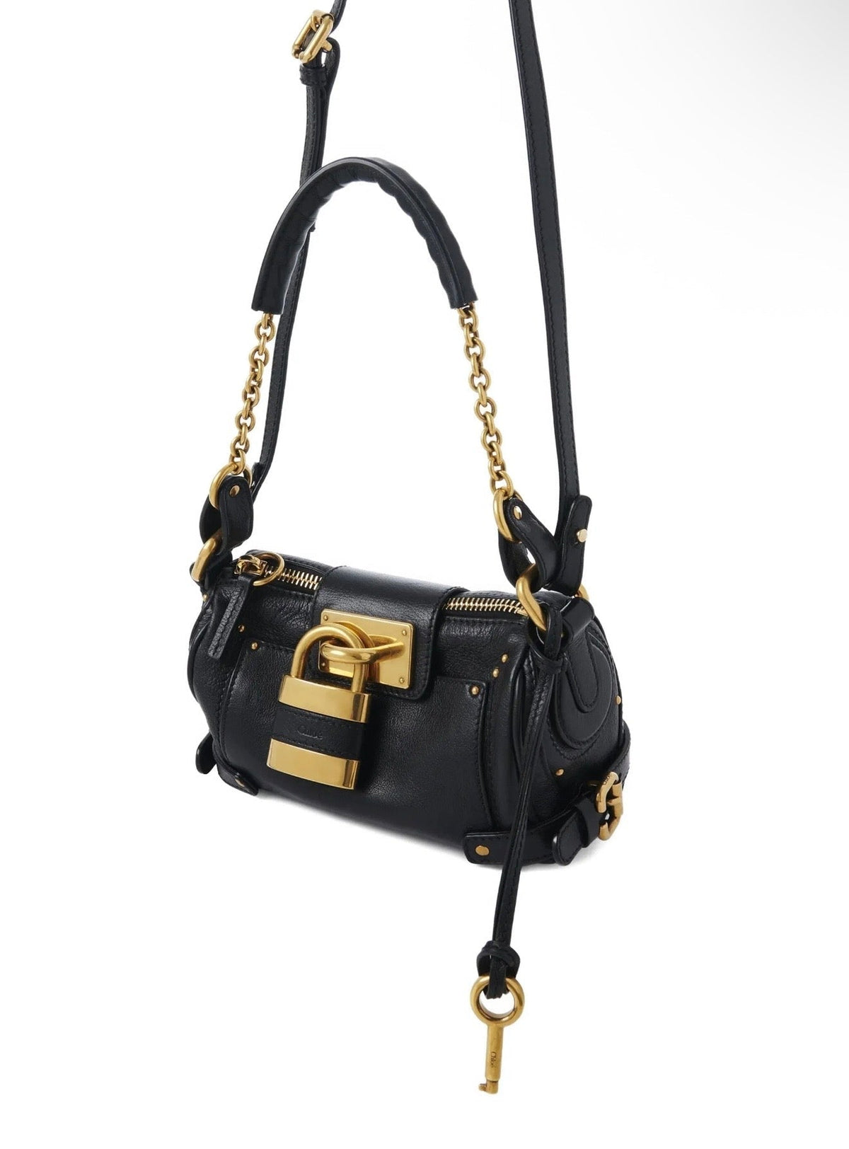 Chloé Black Mini Padlock Shoulder Bag – Gold Chain Luxury 🔐🖤