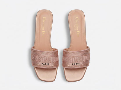 Christian Dior Dway Crystal Logo Slides – Nude Pink ✨